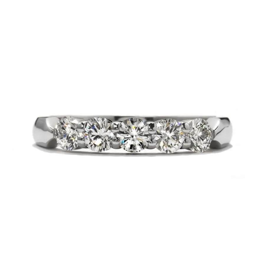 0.35ct Round Brilliant Cut Diamond 5-Stone 18ct White Gold Half Eternity Ring