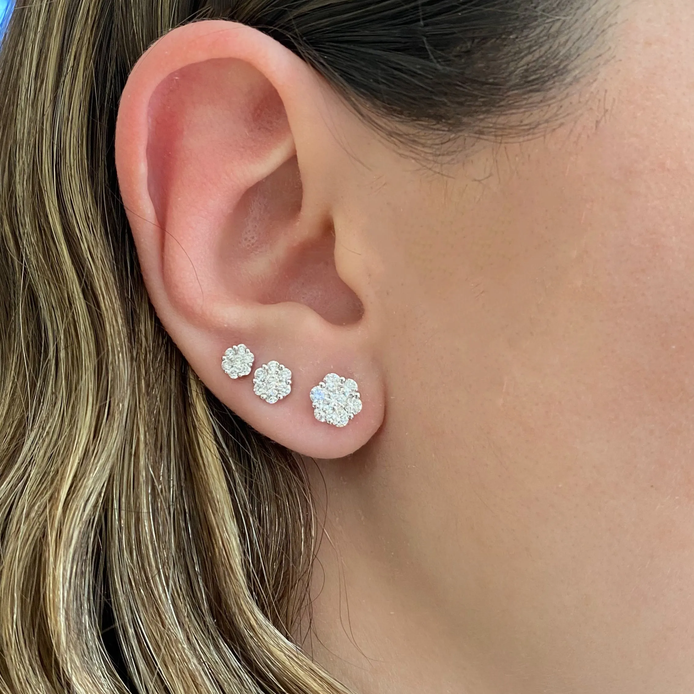 0.52 ct Diamond Cluster Stud Earrings