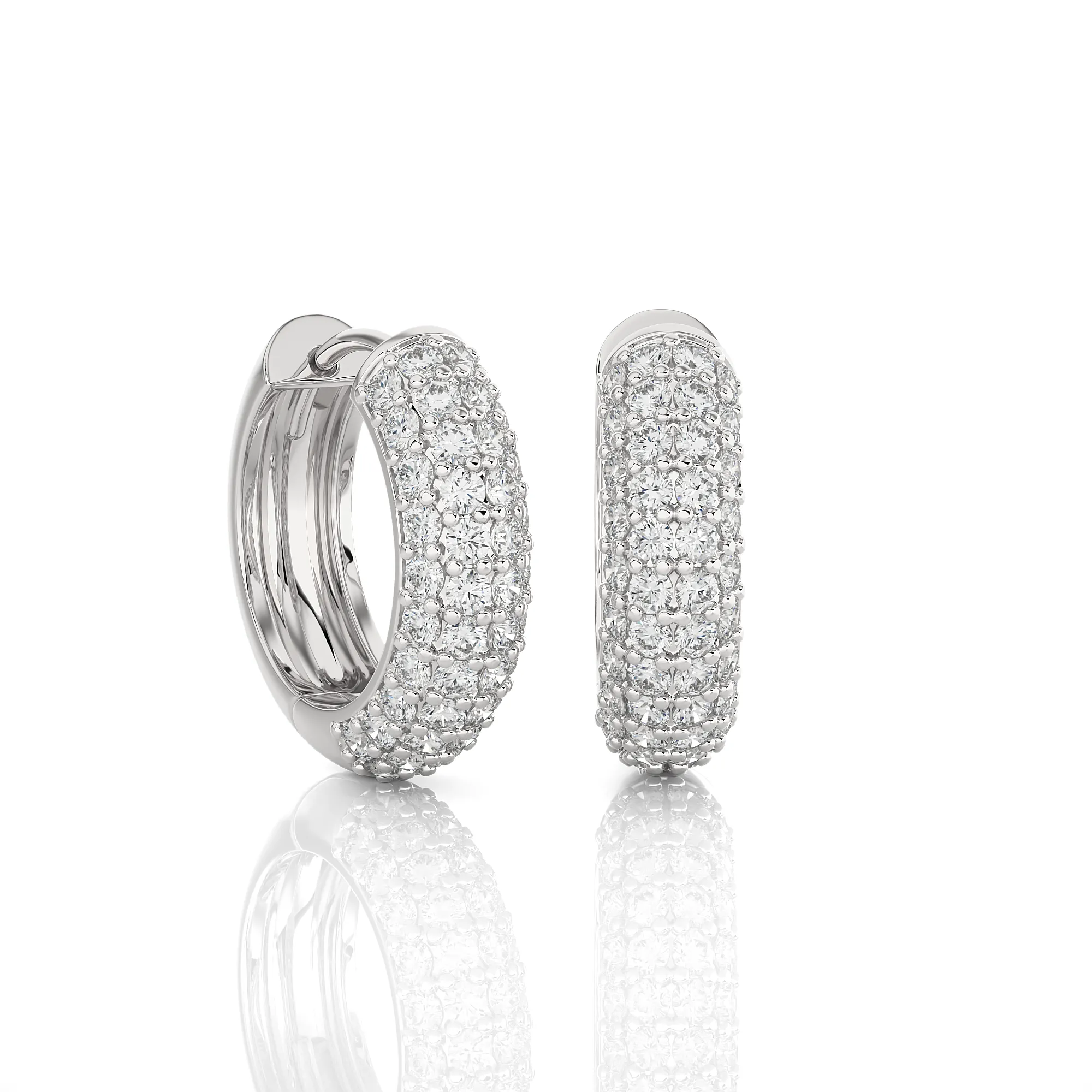 1 ctw Round Lab Grown Diamond Pave Set Huggie Hoop Earrings