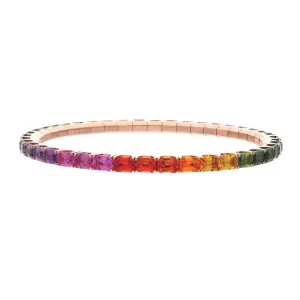 14 CT Rainbow Sapphire Stretch Tennis Bracelet