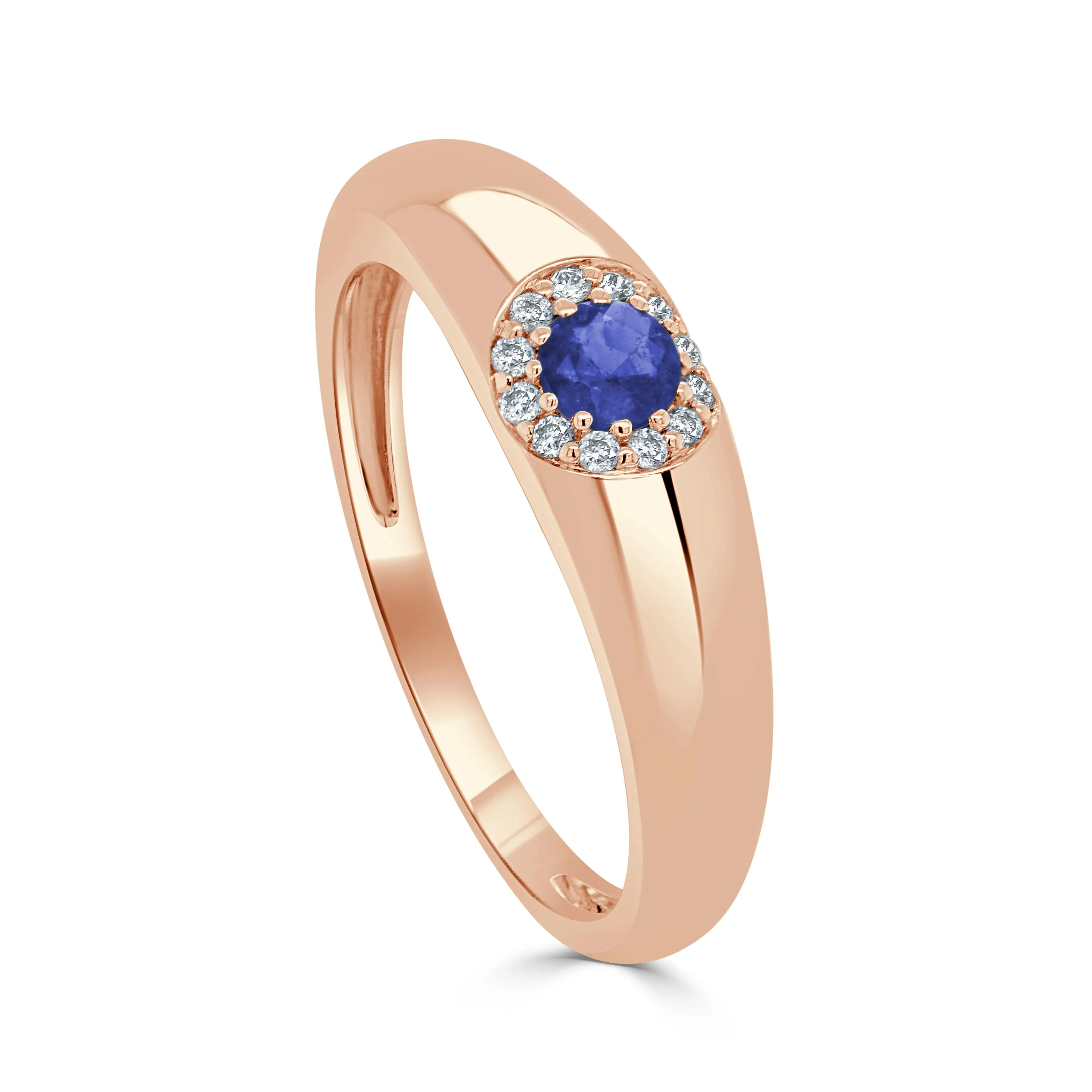 14K Gold Sapphire Center & Diamond Band