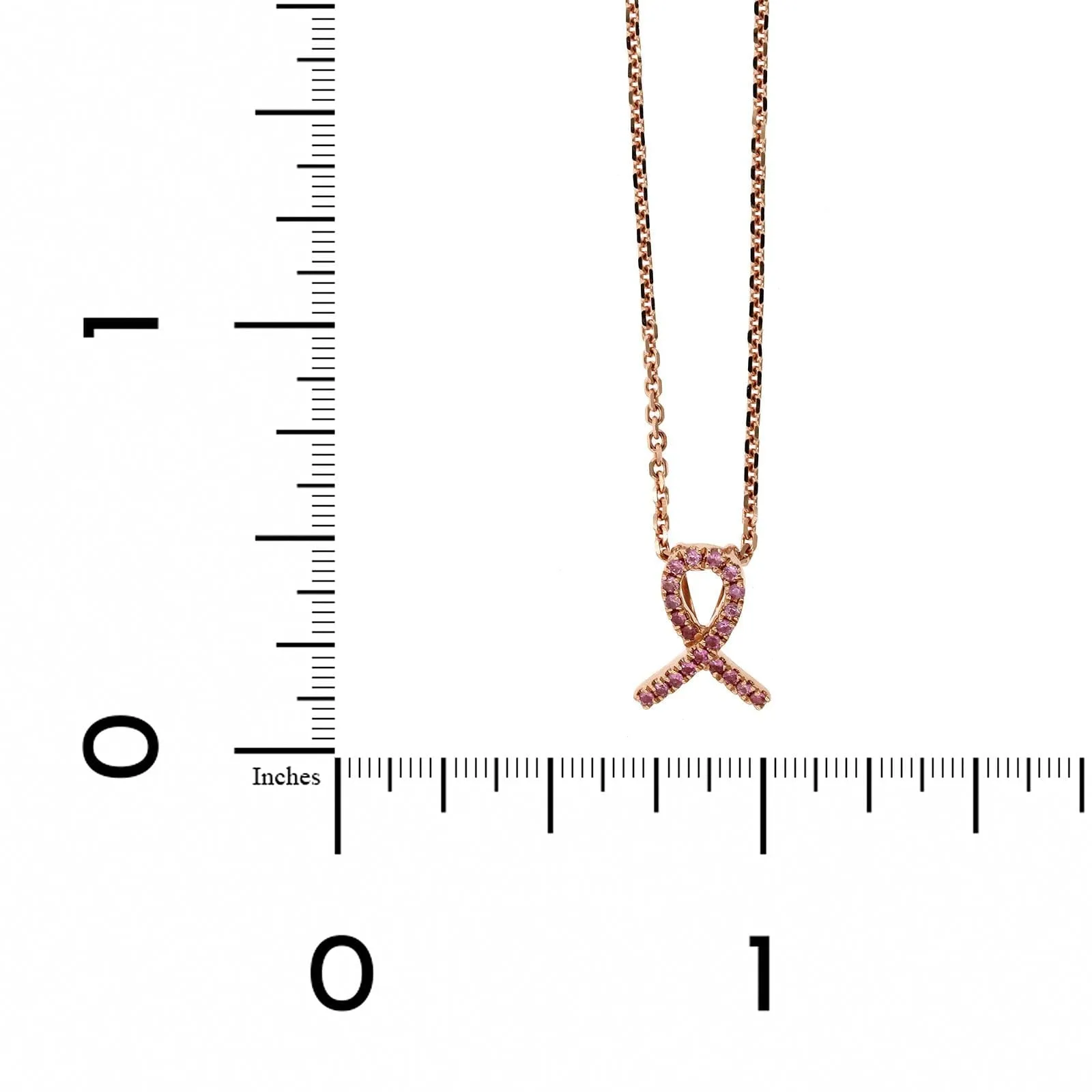 14K Rose Gold Breast Cancer Pink Sapphire Necklace