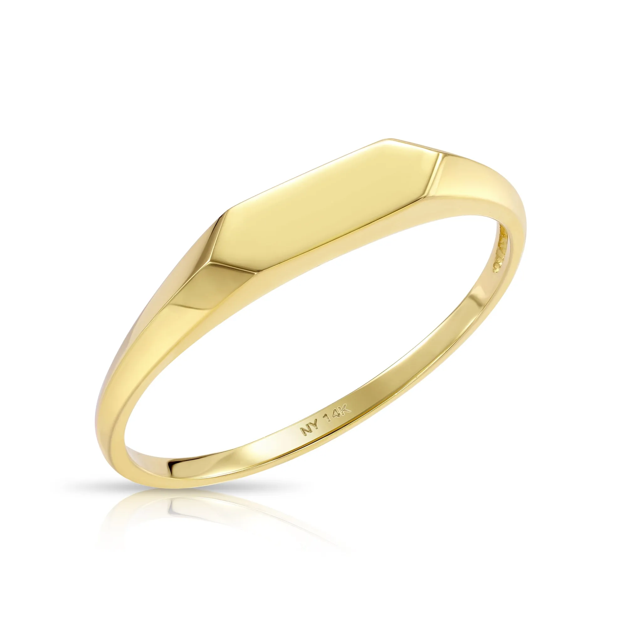 14k Solid Yellow Gold Signet Stackable Ring