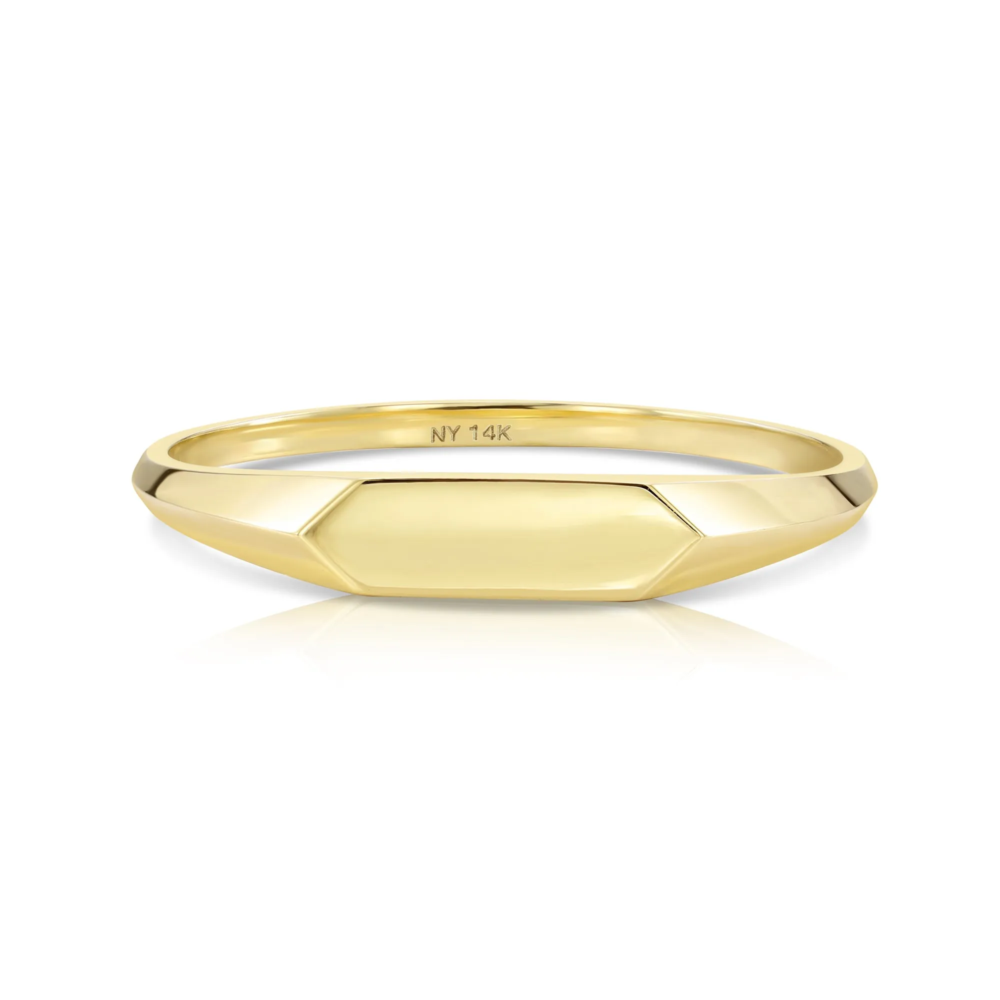 14k Solid Yellow Gold Signet Stackable Ring