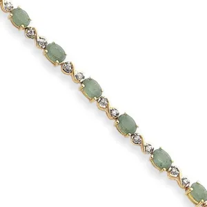 14K Yellow Gold Emerald & Diamond Bracelet