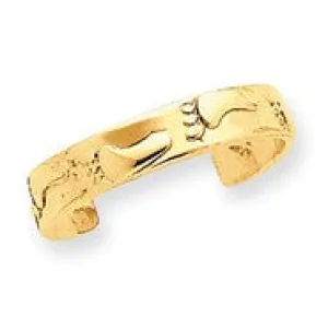 14k Yellow Gold Footprints Toe Ring