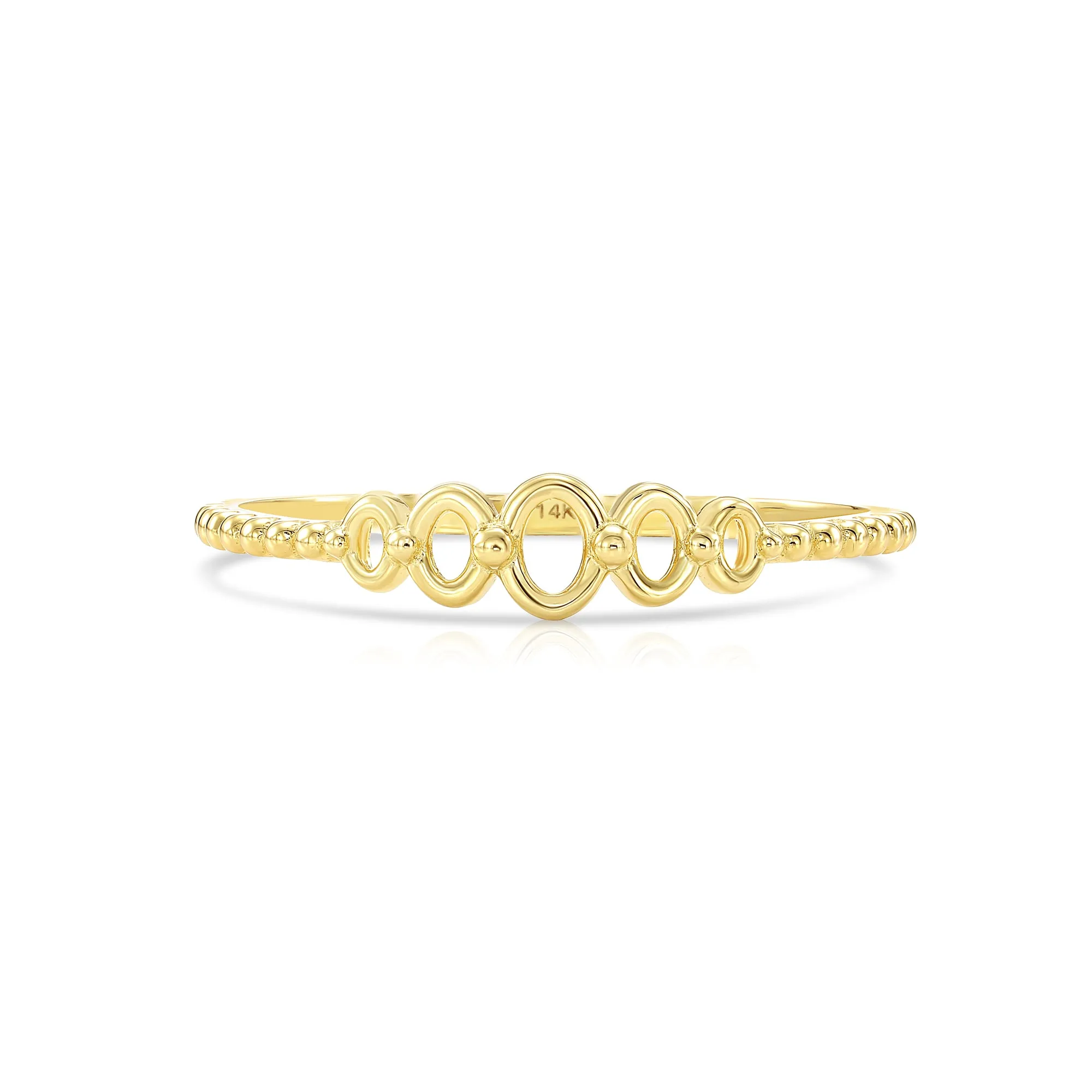 14k Yellow Gold Oval Link Stackable Ring