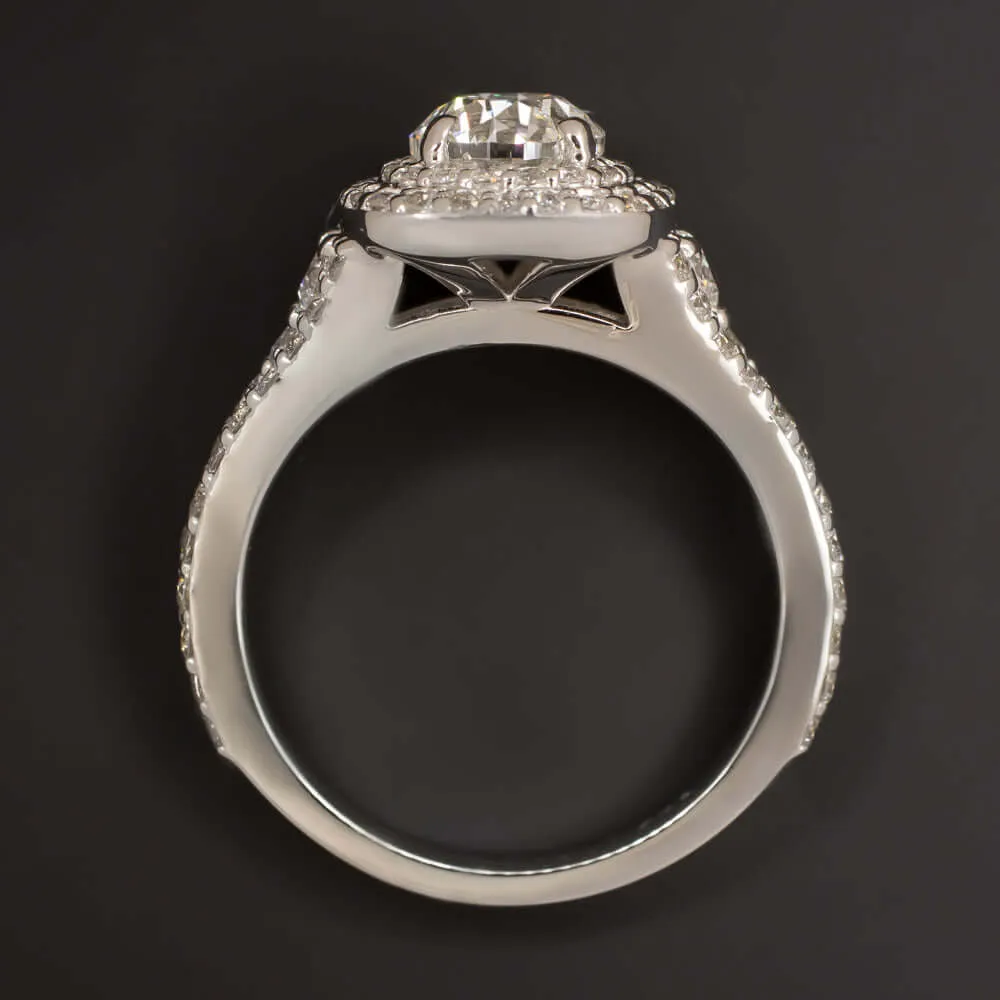 2.25ctw NATURAL DIAMOND ENGAGEMENT RING DOUBLE HALO ROUND CUT WHITE GOLD 1 CARAT