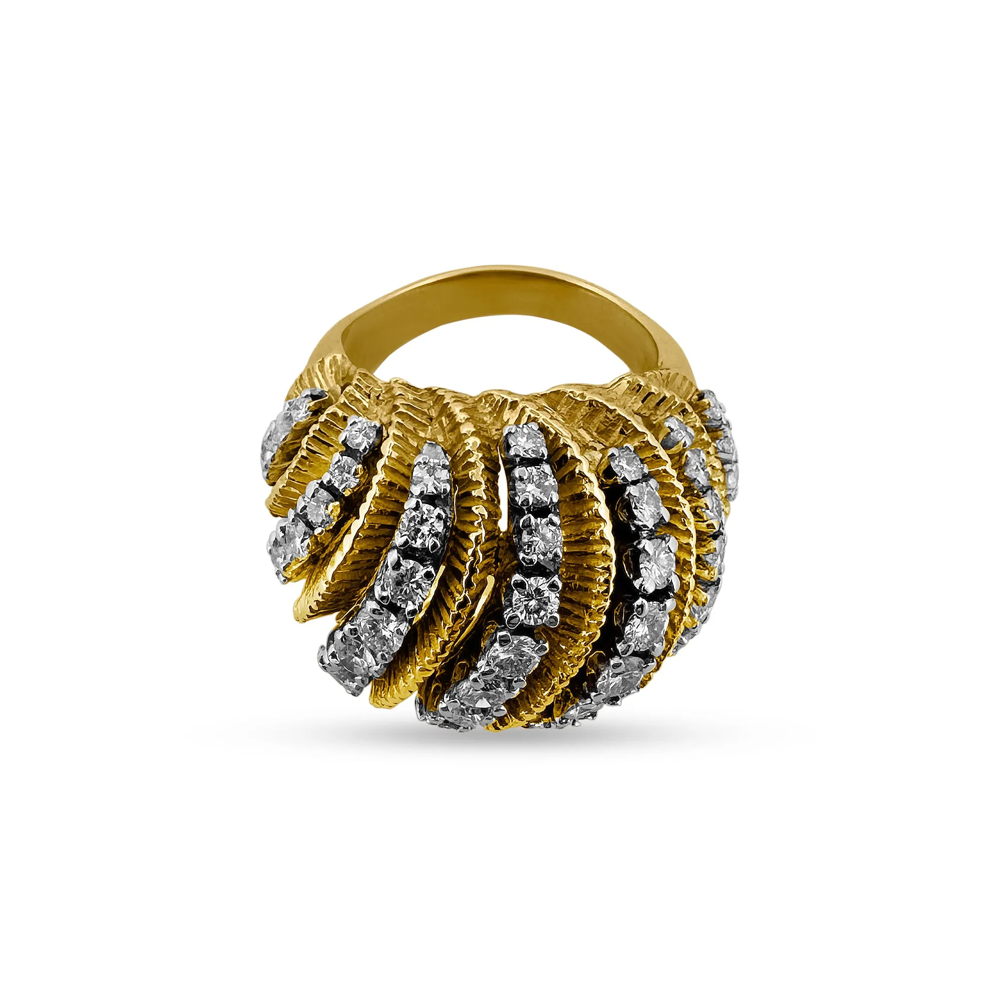 2.50ctw Round Brilliant Cut Diamond Bombé Cocktail Ring in 18k Two-tone Gold
