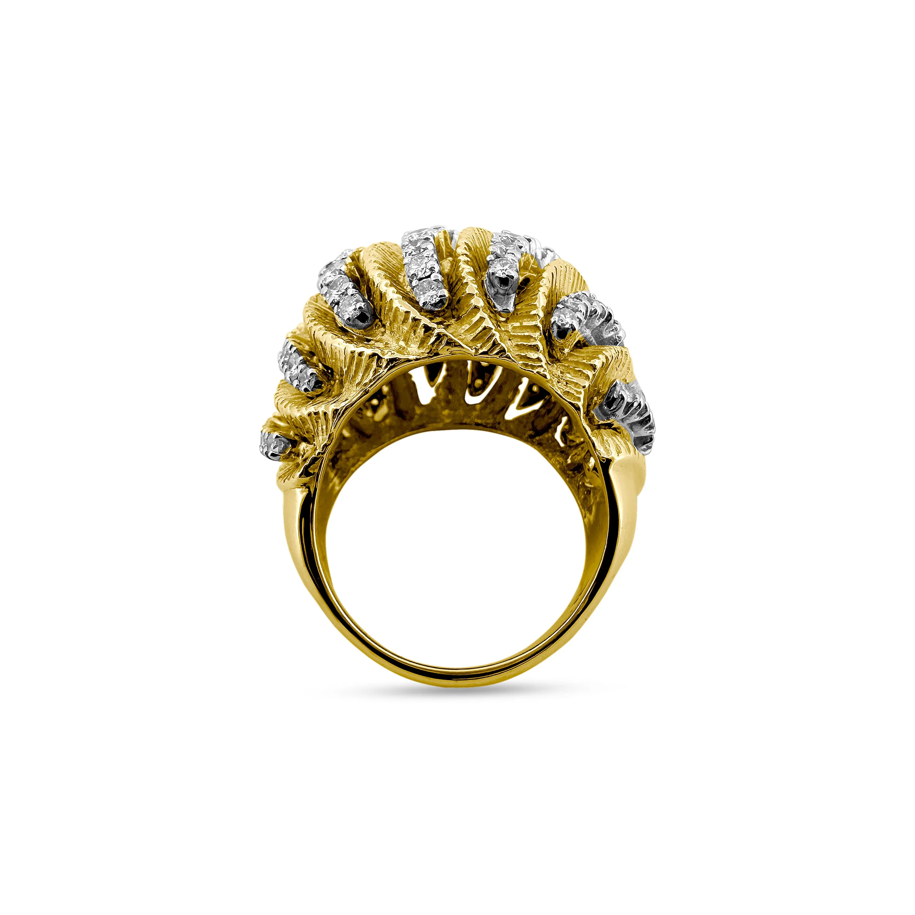 2.50ctw Round Brilliant Cut Diamond Bombé Cocktail Ring in 18k Two-tone Gold
