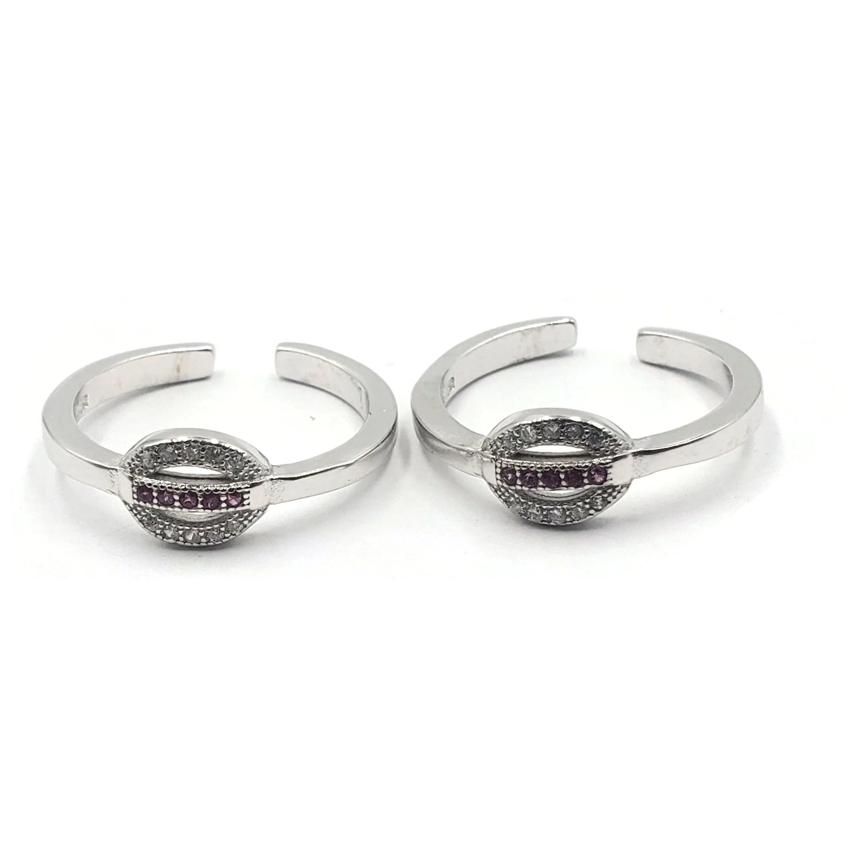 925 Sterling Silver CZ Toe-rings - Design #12
