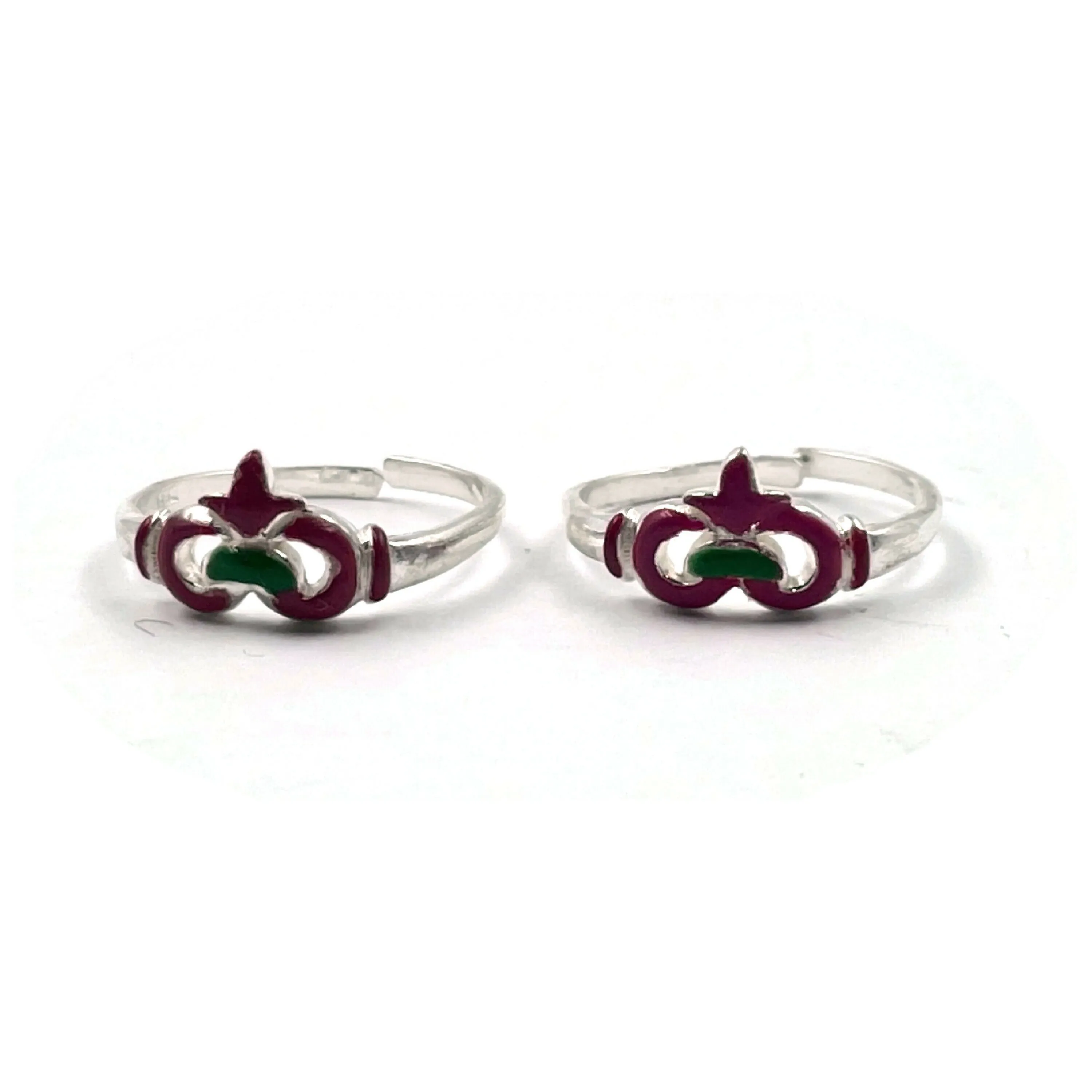 925 Sterling Silver Enamel Toe-rings - Design #06