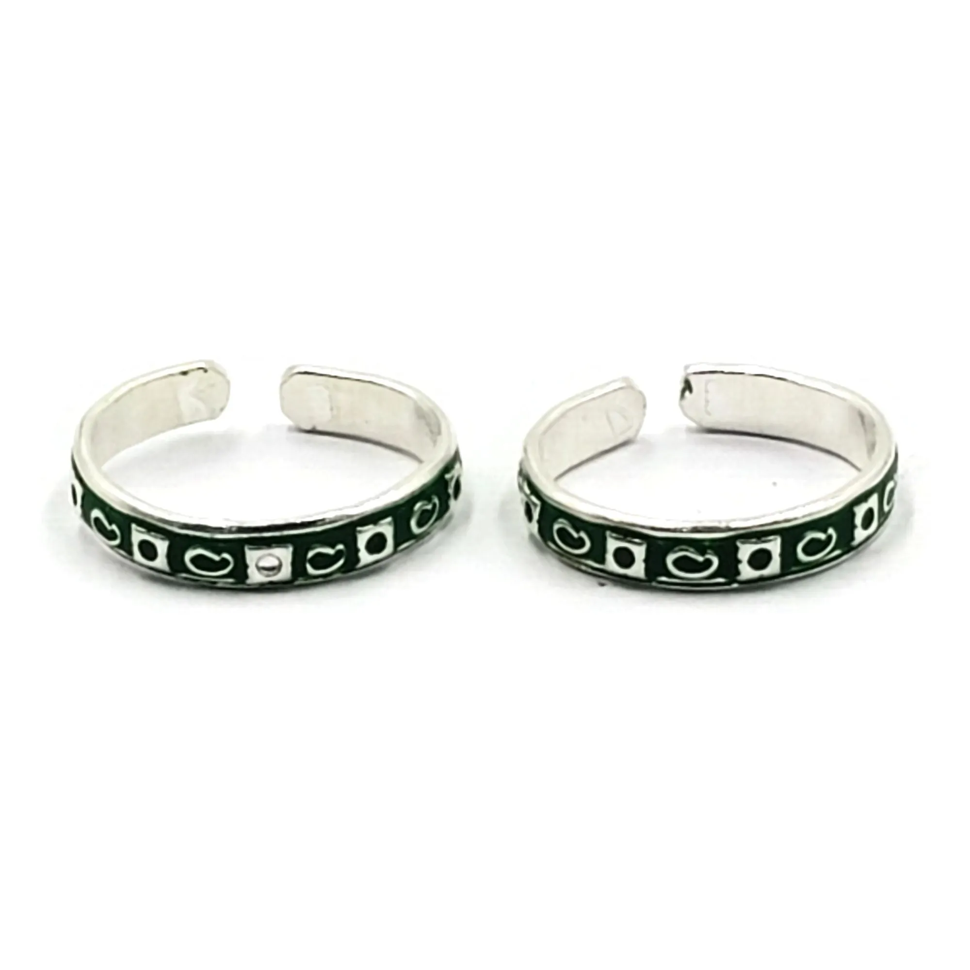 925 Sterling Silver Multicolor Toe-rings - Design #27
