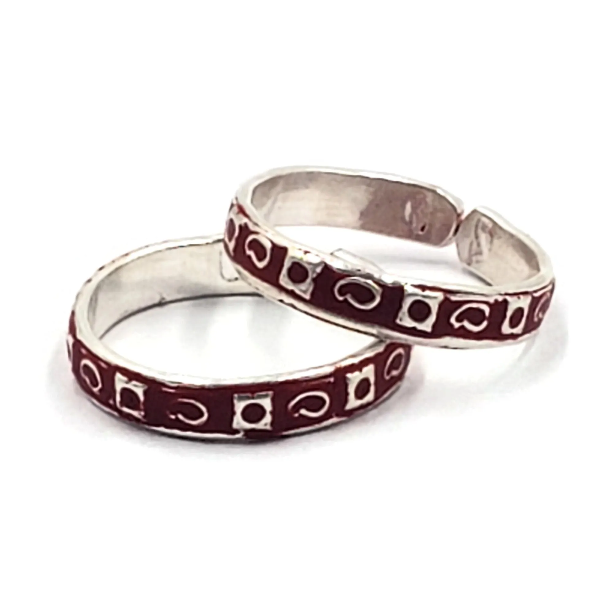 925 Sterling Silver Multicolor Toe-rings - Design #27
