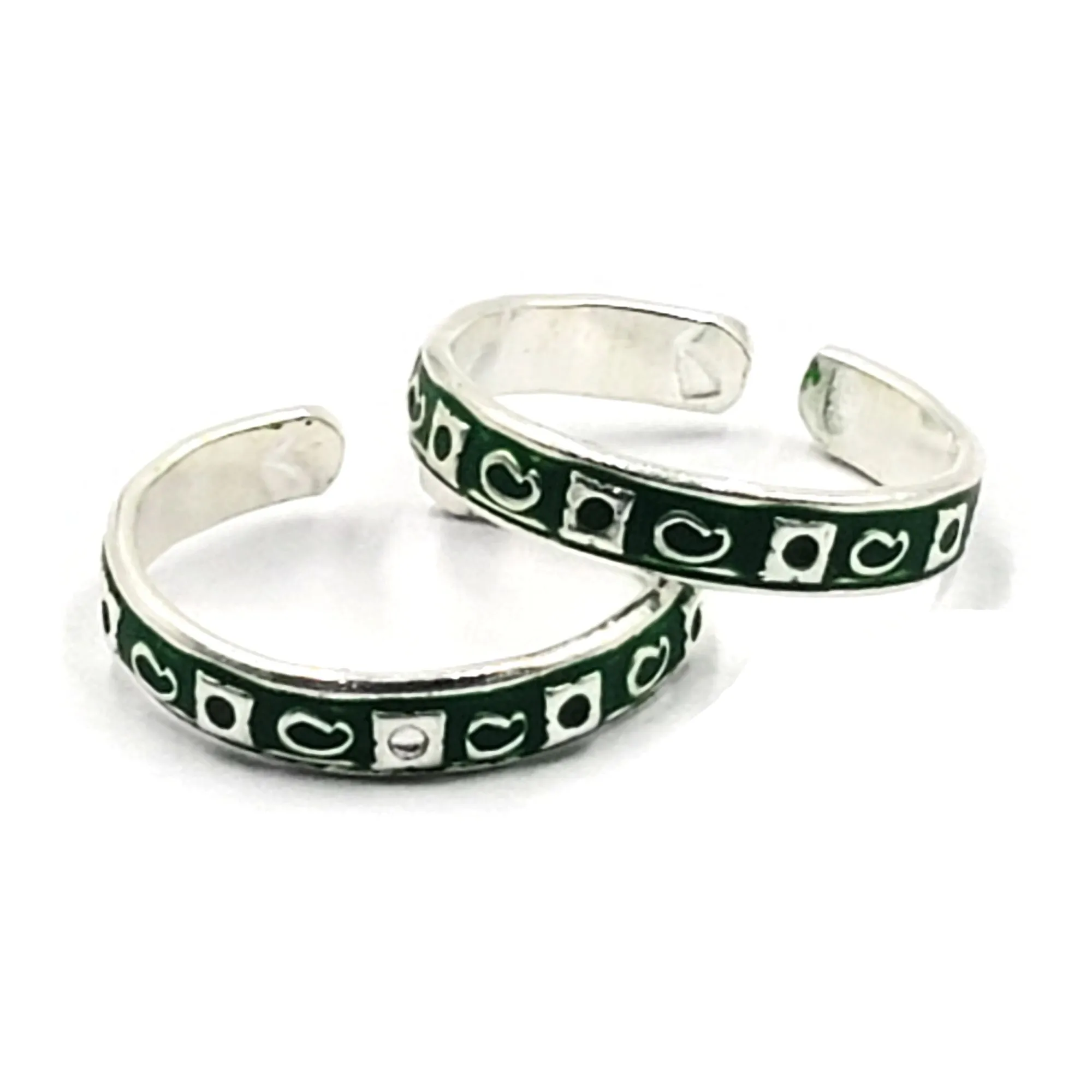 925 Sterling Silver Multicolor Toe-rings - Design #27