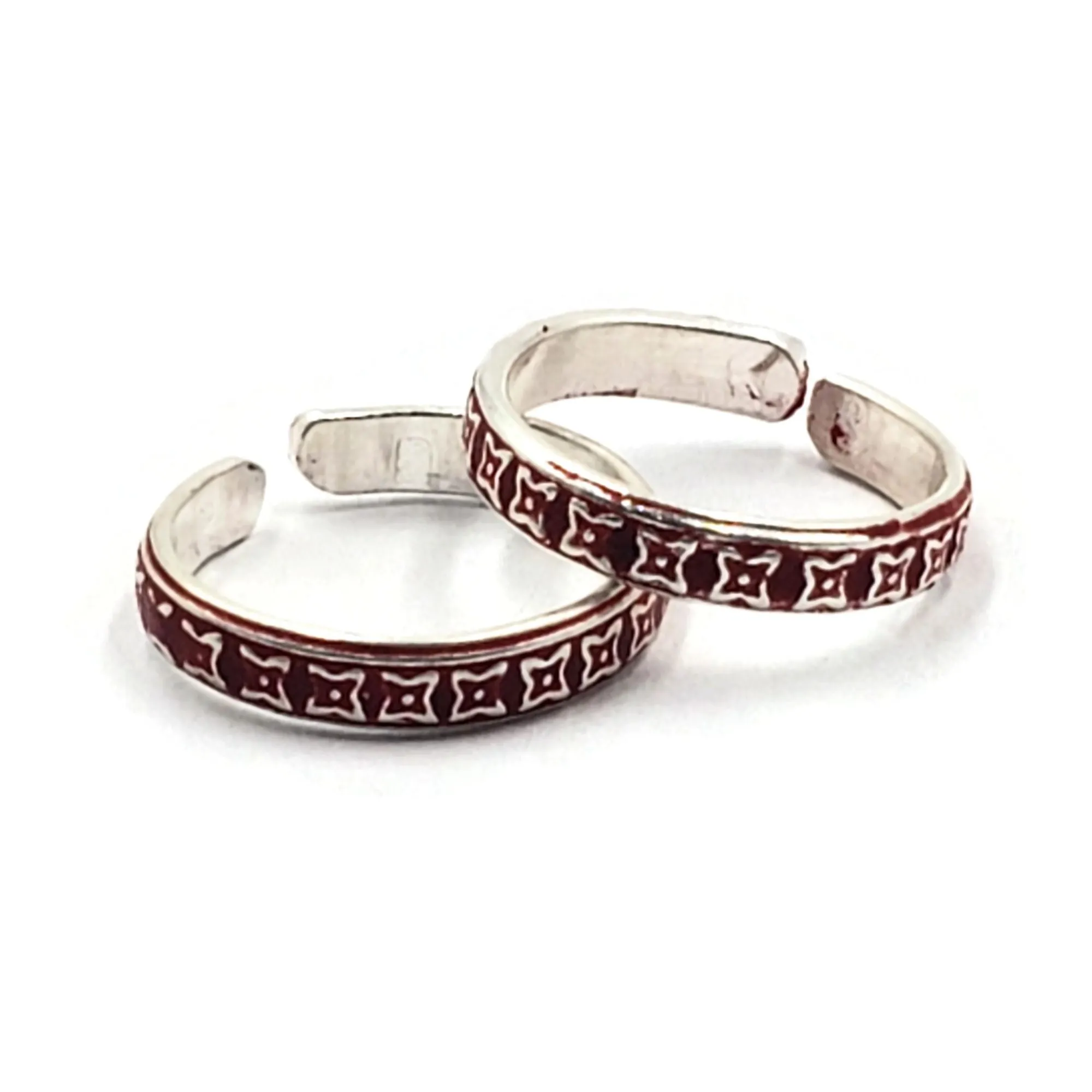 925 Sterling Silver Multicolor Toe-rings - Design #31