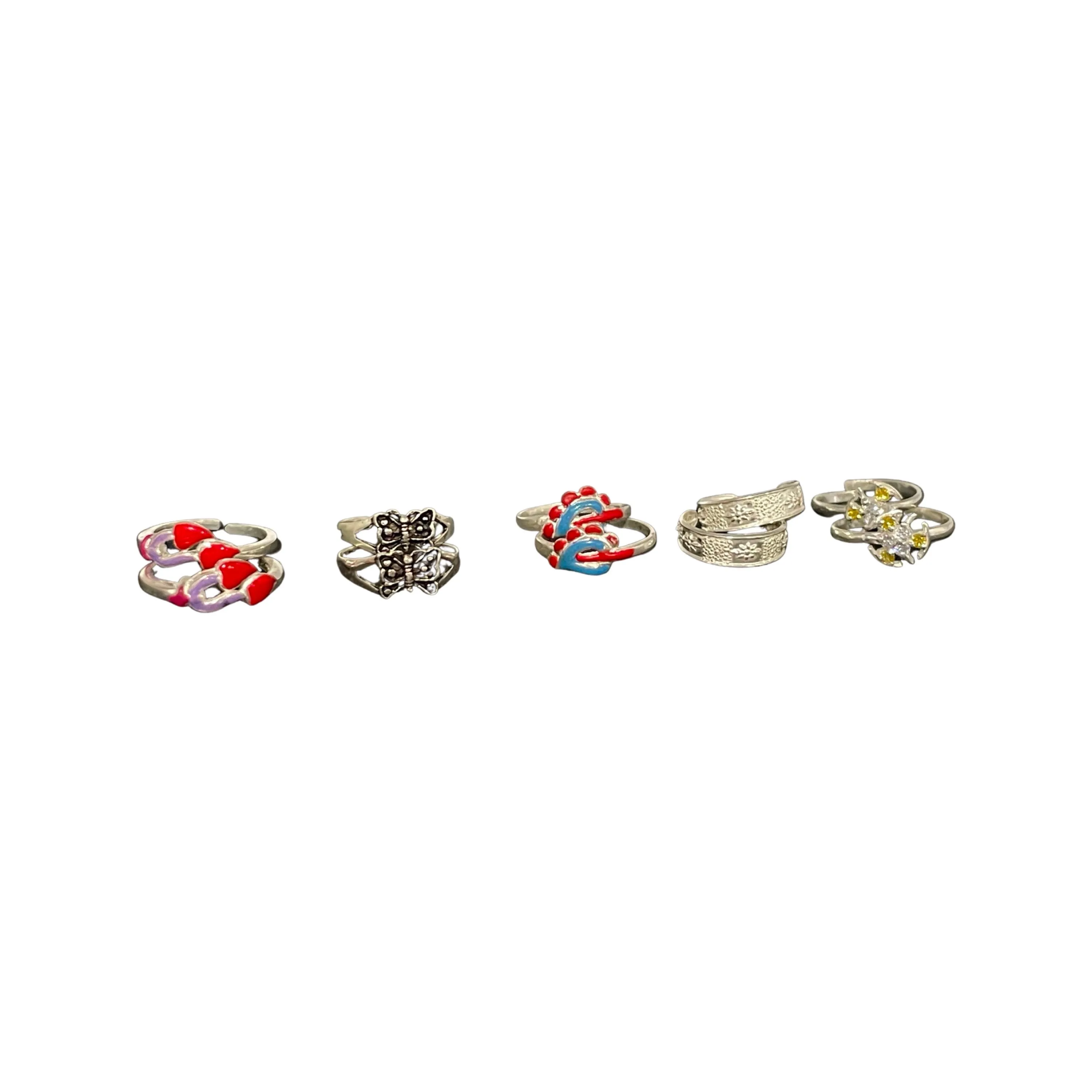 925 Sterling Silver Toe-rings (Pack of 5 Pairs)- Set #13