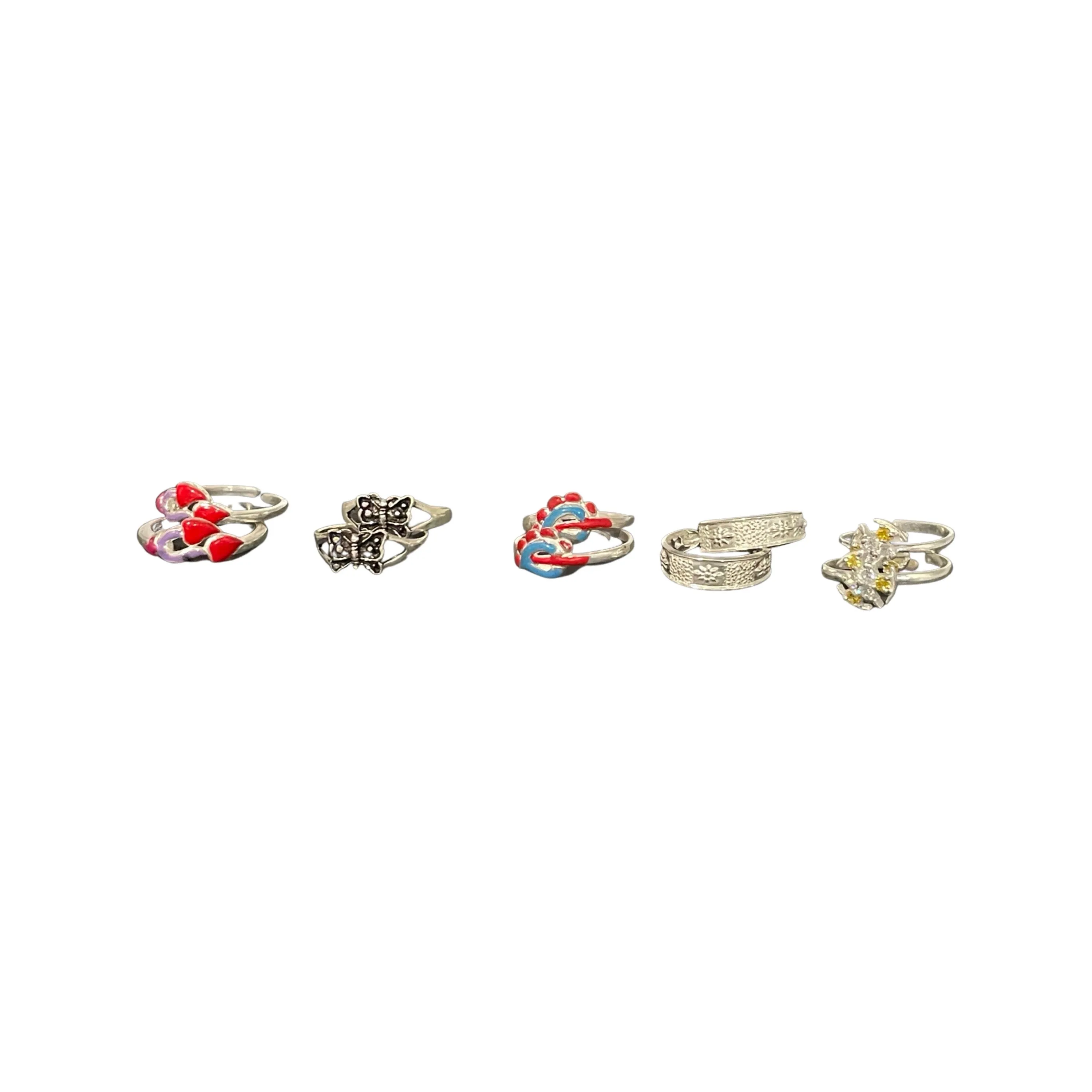 925 Sterling Silver Toe-rings (Pack of 5 Pairs)- Set #13