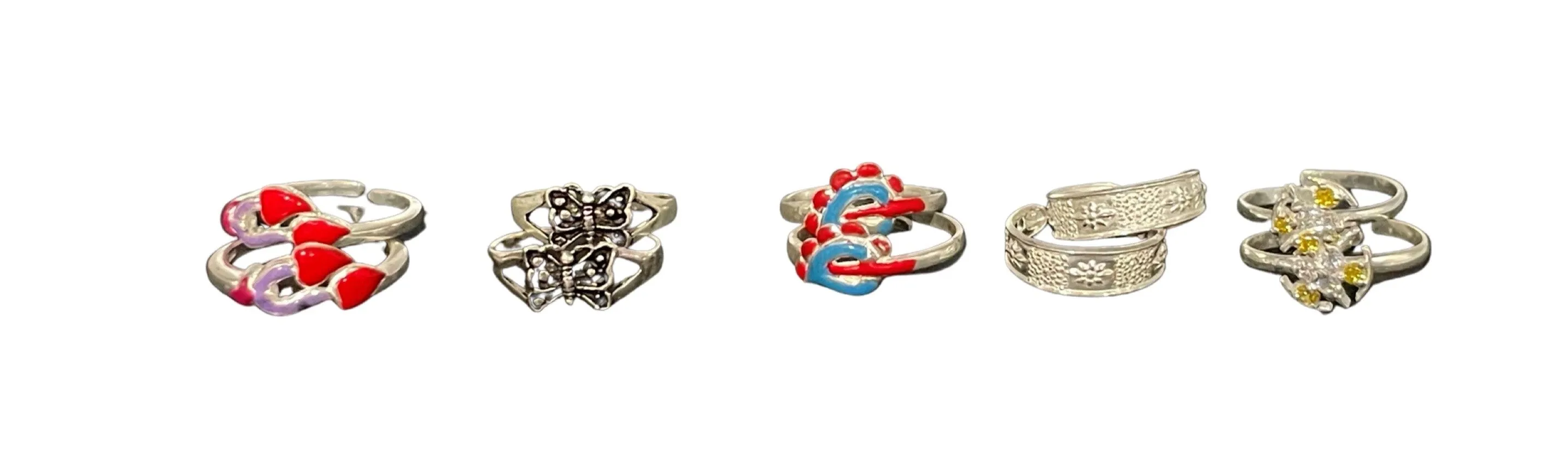 925 Sterling Silver Toe-rings (Pack of 5 Pairs)- Set #13