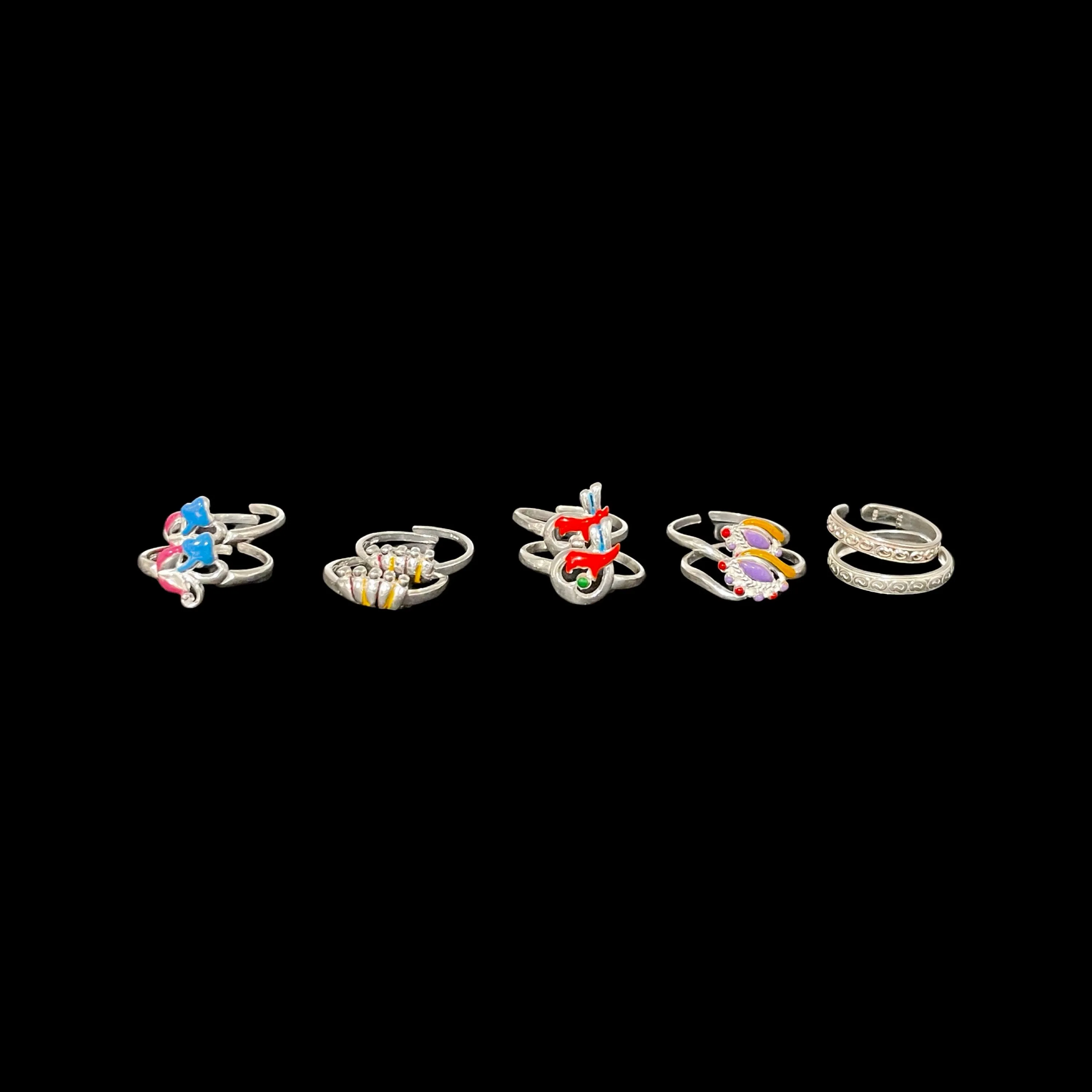 925 Sterling Silver Toe-rings (Pack of 5 Pairs)- Set #14