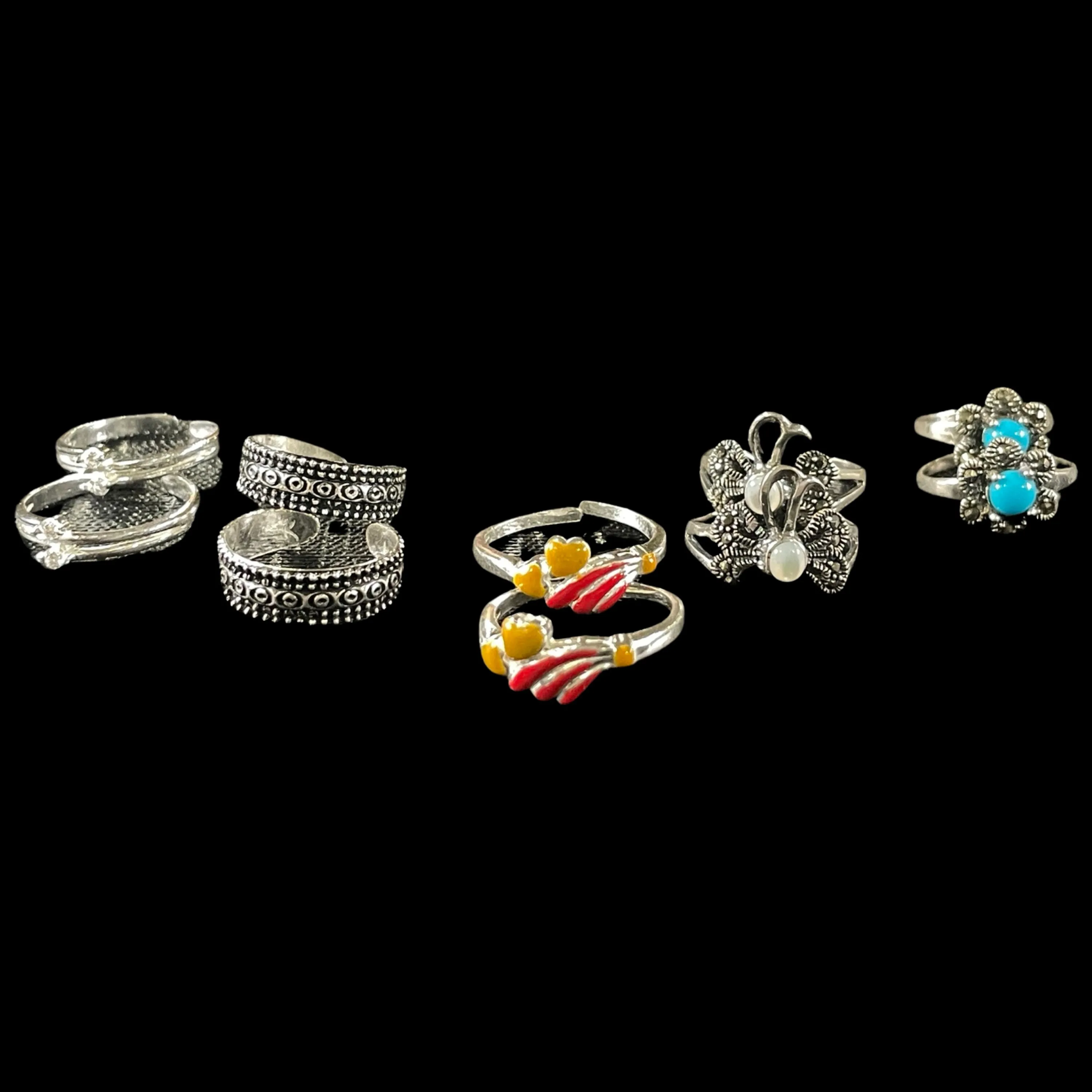 925 Sterling Silver Toe-rings (Pack of 5 Pairs)- Set #20