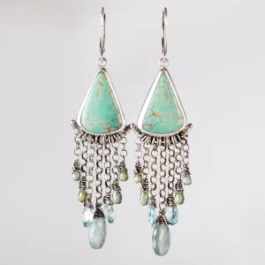 Artemis Turquoise & Green and Blue Gemstone Chandelier Earrings