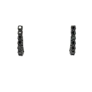 Black Diamond Huggie Earrings