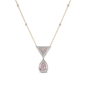 Blue and Pink Diamond Necklace
