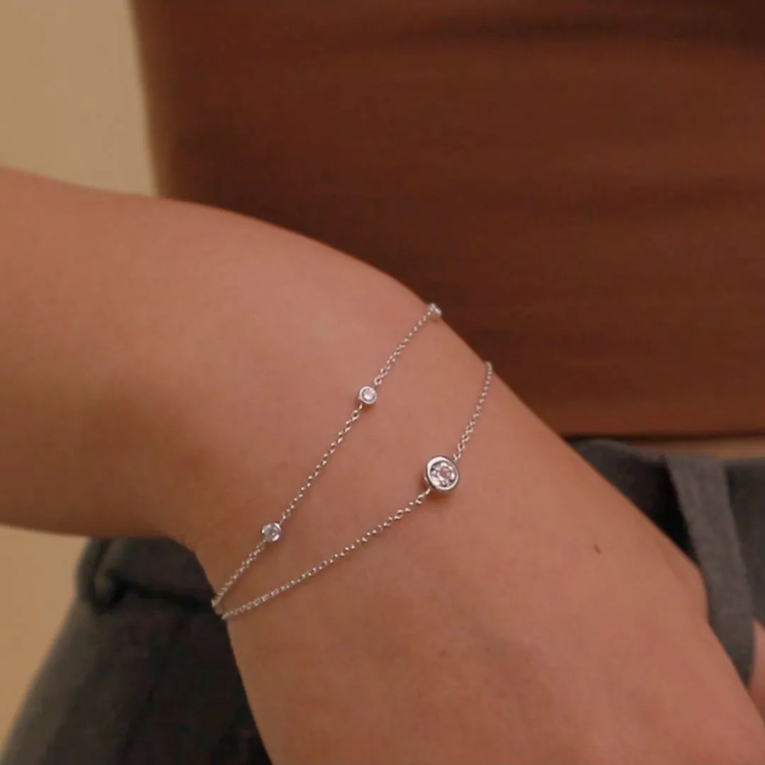 Brilliant Bezel 925 Sterling Silver Bracelet