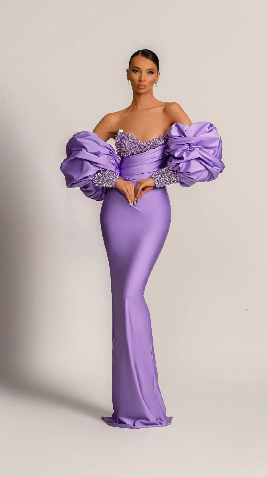 Clara Elegant Off-Shoulder Lavender  Evening Dress