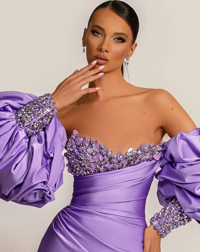 Clara Elegant Off-Shoulder Lavender  Evening Dress