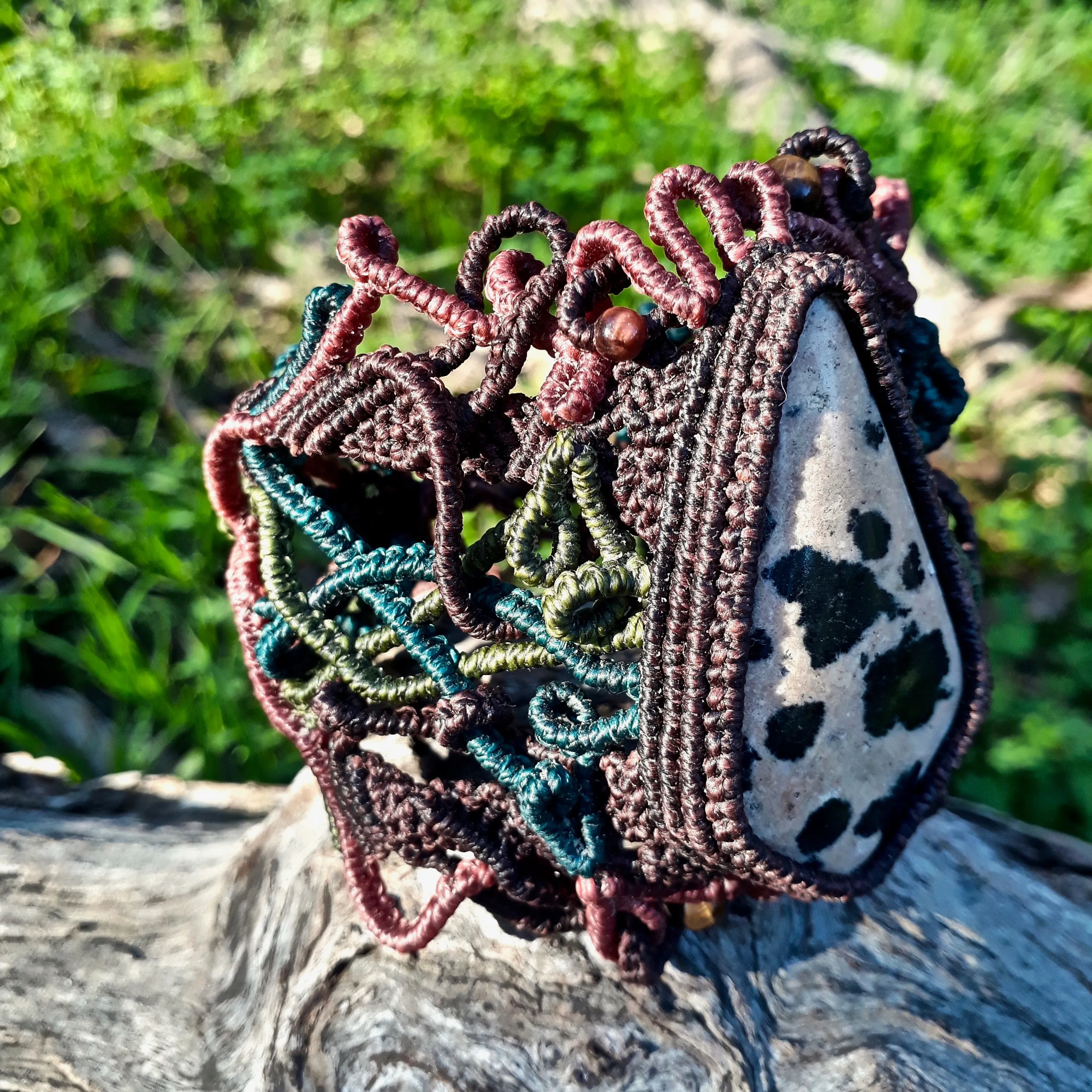 Dalmatian jasper bracelet (unique design)
