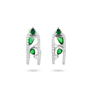 Emerald L-hoop triple zircon