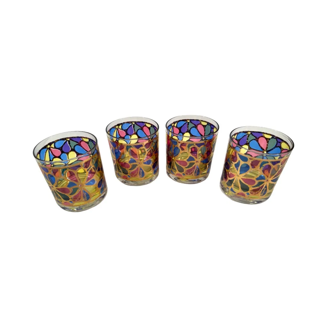 Georges Briard Signed Mid-Century Flower Power Glasses (Set of 4)