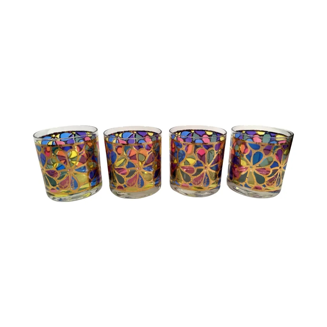 Georges Briard Signed Mid-Century Flower Power Glasses (Set of 4)