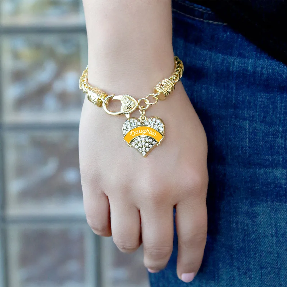 Gold Marigold Daughter Pave Heart Charm Braided Bracelet