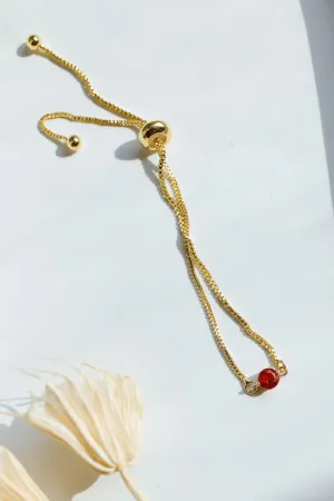 Gold/Red Stone Bracelet