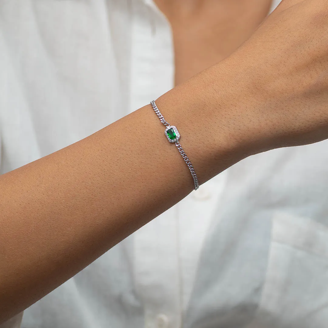 GOURMET EMERALD STONED SILVER BRACELET