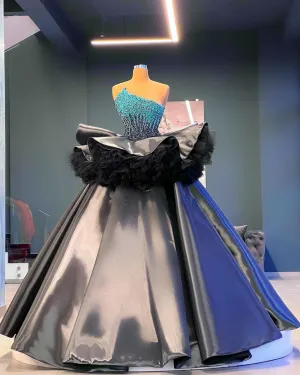 Kai Gray Off-Shoulder Evening Dress