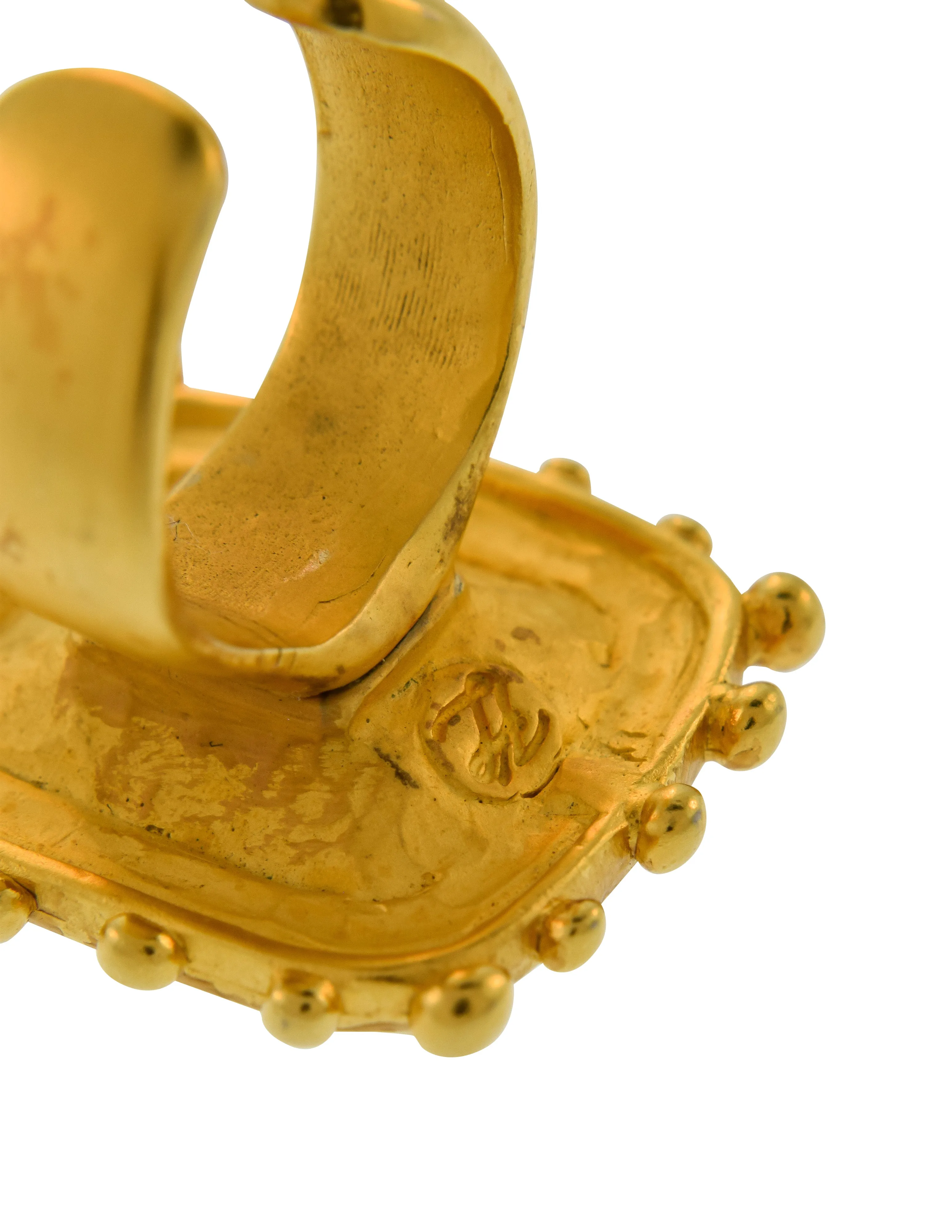 Karl Lagerfeld Vintage Giant Brushed Gold Crystal Cocktail Ring