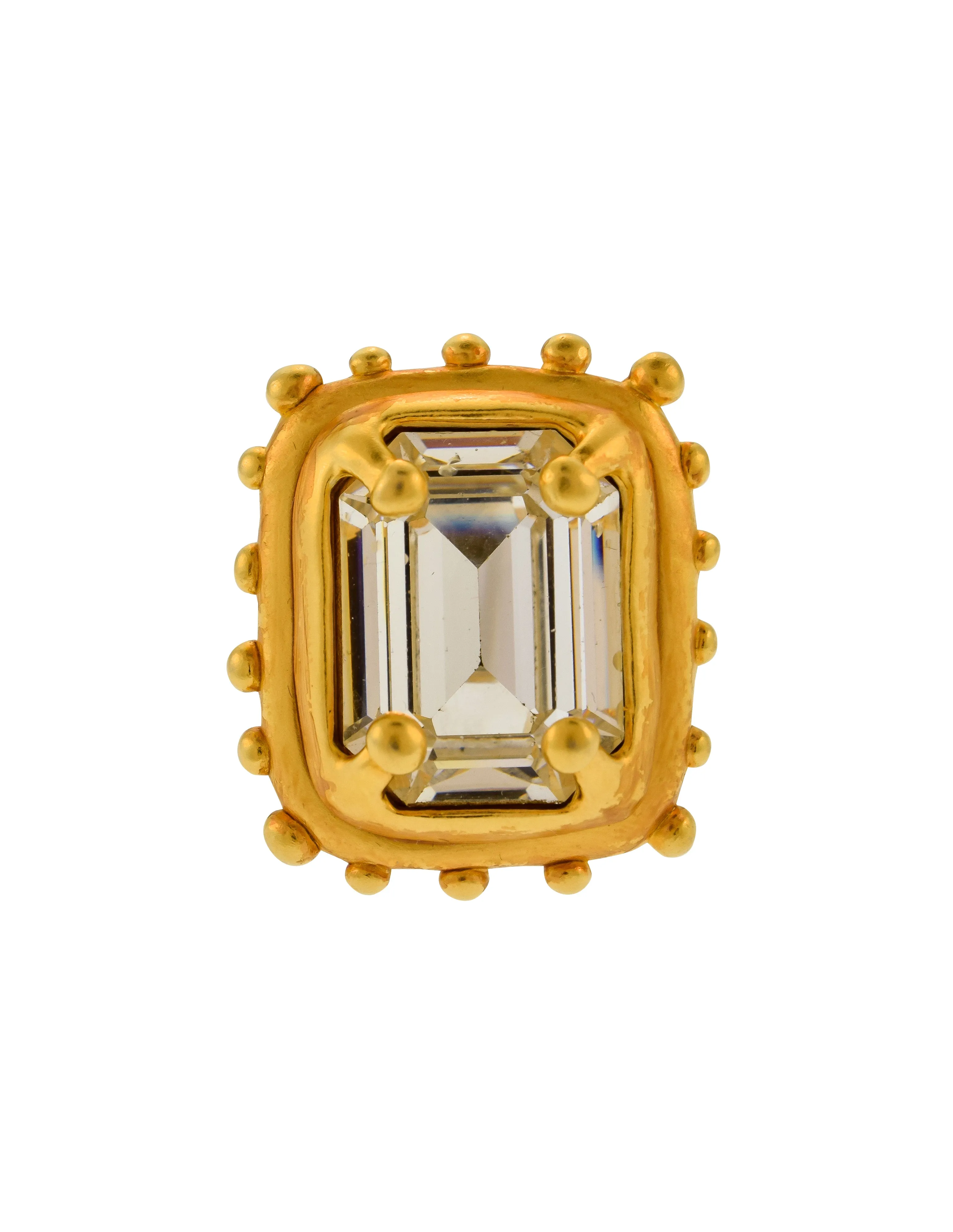 Karl Lagerfeld Vintage Giant Brushed Gold Crystal Cocktail Ring