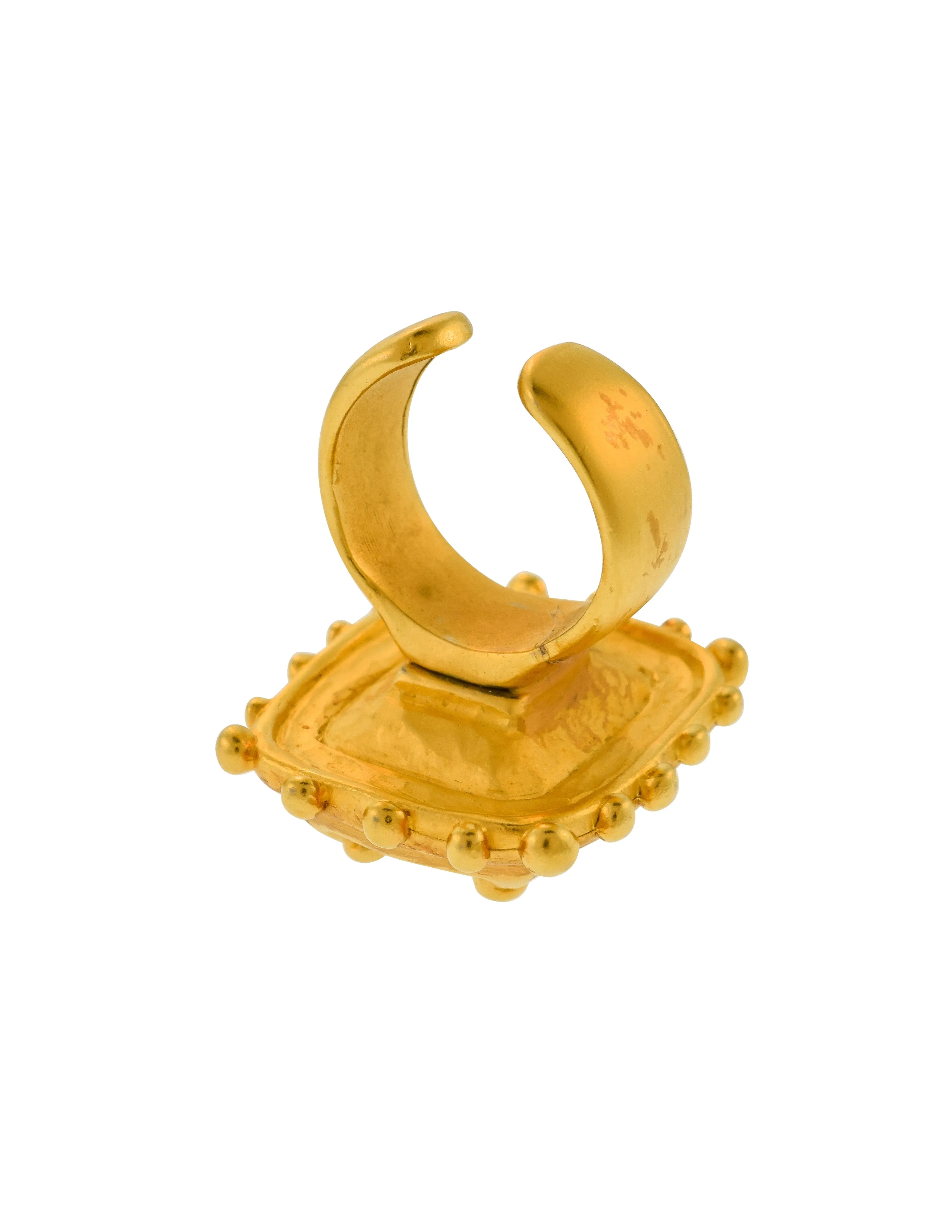 Karl Lagerfeld Vintage Giant Brushed Gold Crystal Cocktail Ring