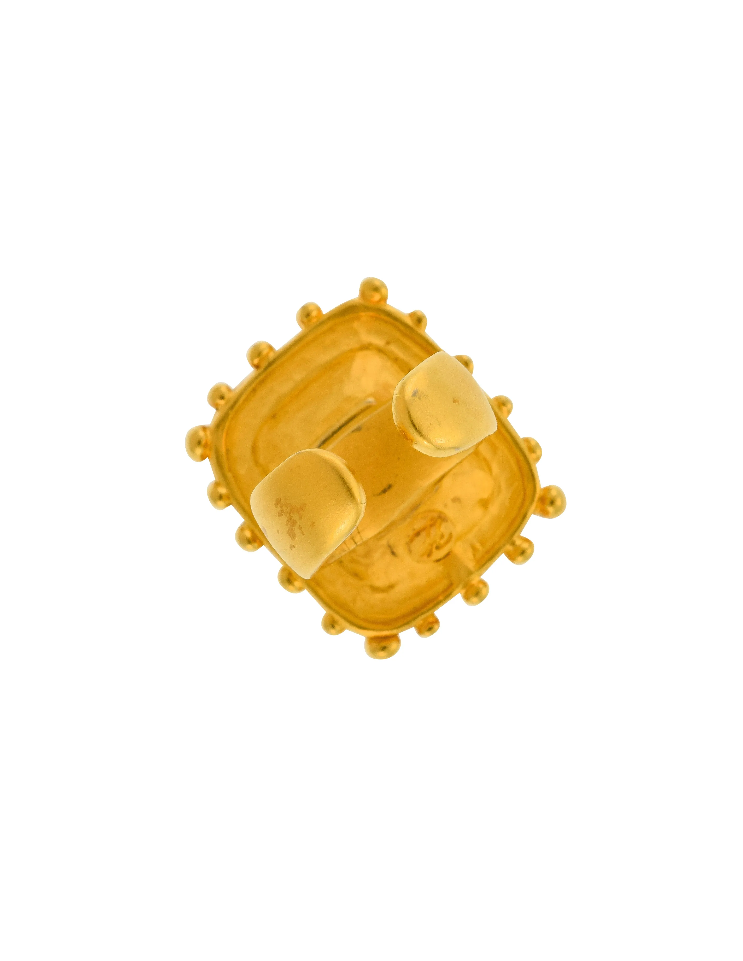 Karl Lagerfeld Vintage Giant Brushed Gold Crystal Cocktail Ring