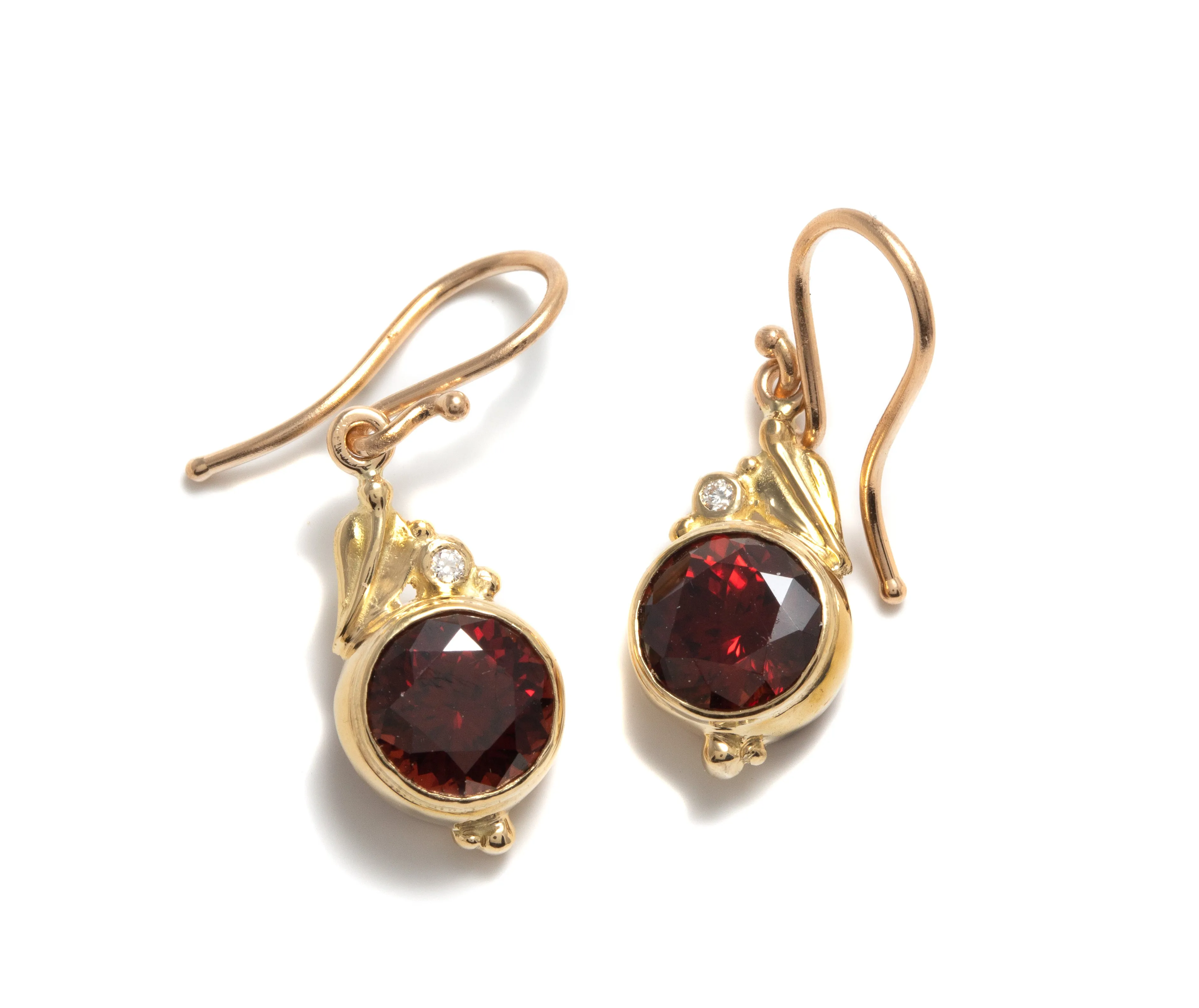 Leaf Motif Earrings with Zircons