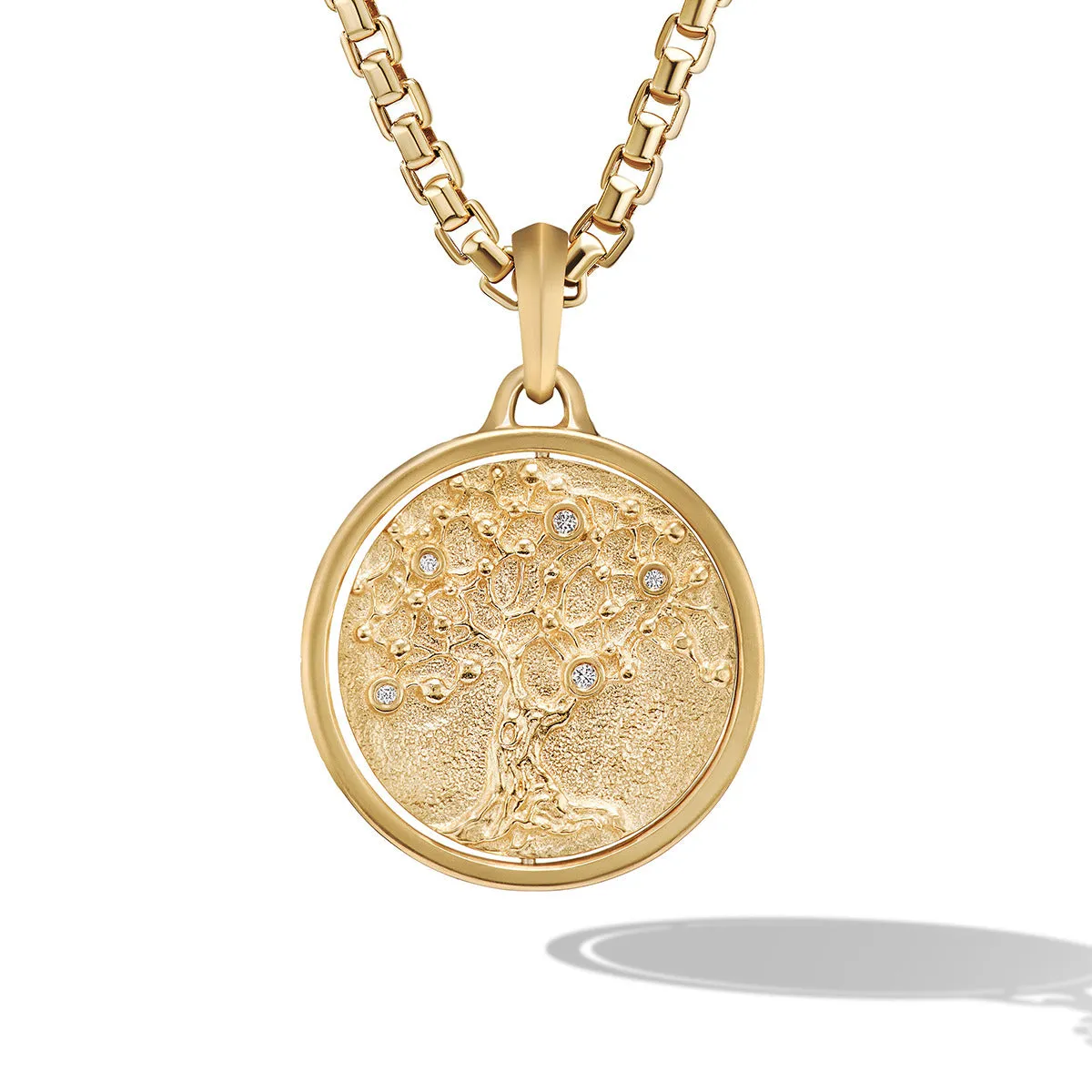 Life and Death Duality Amulet in 18K Yellow Gold with Diamonds