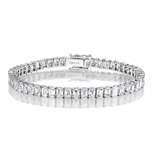 Ling 16 Carat Emerald Cut Lab-Grown Single Row Diamond Tennis Bracelet in 14k White Gold