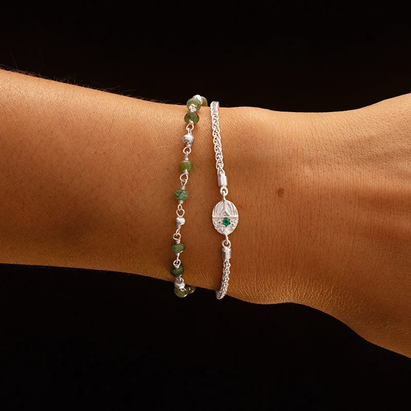 Mercy Bracelet, Emerald, Silver