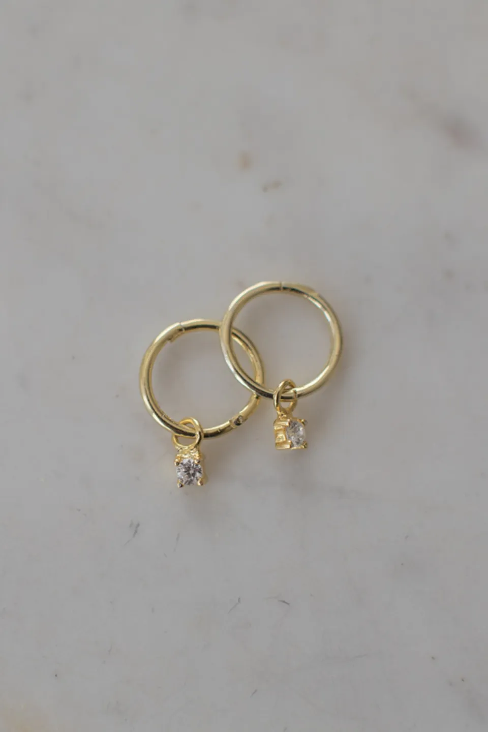 Mini Rock Sleeper Earrings Clear Gold