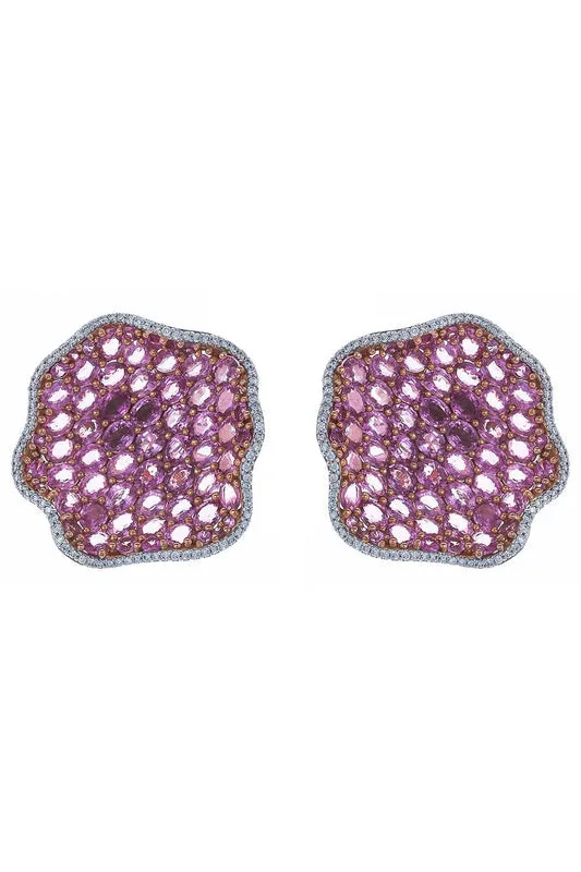 Mosaique Wave Earrings in Pink Sapphire