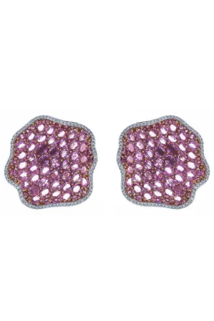 Mosaique Wave Earrings in Pink Sapphire